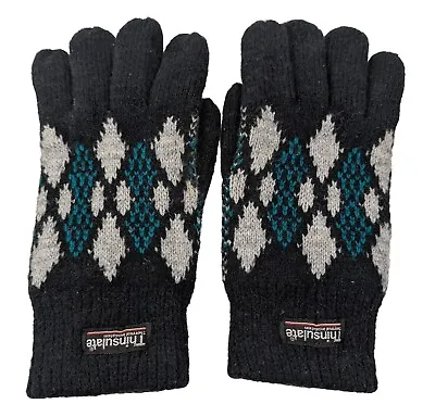 Thinsulate Insulated Lined Knit Winter Gloves Wool Blend One Size Fits All • $14.95
