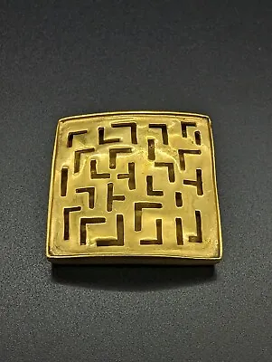 STEVE VAUBEL Brooch Lapel Pin Labyrinth Maze Hand Signed Openwork 2001 31mm • $90