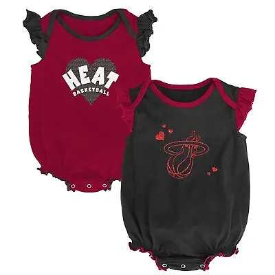 Outerstuff NBA Infant Miami Heat Double Trouble Ruffled 2 Pack Creeper Set • $21