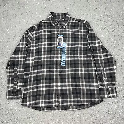 Eddie Bauer Bristol Flannel Shirt Mens Large Black Gray Plaid Long Sleeve • $19.99
