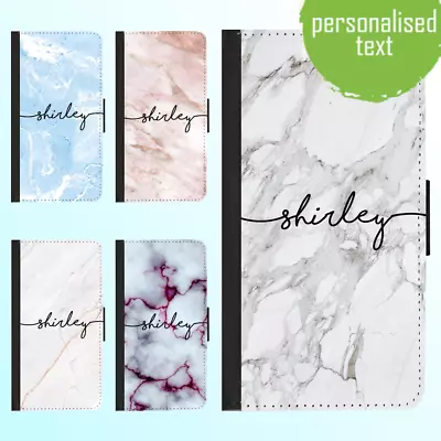 $15.99 • Buy For IPhone 14 13 12 Pro Max Leather Flip Wallet Case Marble IV Personalised Name
