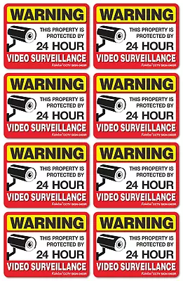 Video Surveillance Sign Reflective Sticker (8 Pack) - Decal Self Adhesive 4 X 3  • $10.68