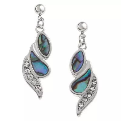 Swirl Earrings Natural Paua Abalone Shell Silver Fashion Jewellery Gift Boxed • £10.95