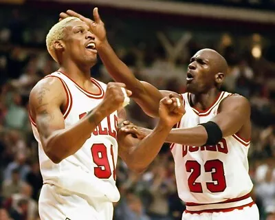 Michael Jordan & Dennis Rodman Chicago Bulls Color 8x10 Photo. Free Shipping!! • $6.99