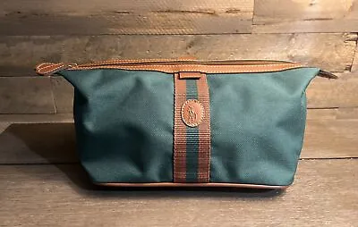 Vintage Polo Ralph Lauren Toiletry Bag - Green And Brown Cosmetic Zipper Travel • £38