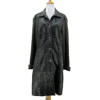 $169.95 • Buy Elements By Vakko Long Jacket Womens L Large Crac Leather Melange Button Up Coat