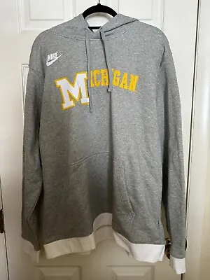 Michigan Wolverines Fleece Men's Size XXL Nike College Retro Hoodie Gray • $55