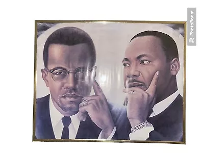 Malcolm X Martin Luther King Jr Poster/vintage New In Frame Scuffs And Marks • £142.51