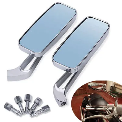 2Pcs Chrome Rectangle Rearview Side Mirrors 8mm/10mm Thread Universal Motorcycle • $38.60