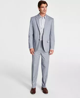 Nautica Men's Modern-Fit Stretch Cotton Solid Suit Grey 44L 38 X 32 • $52