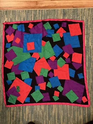 Vintage Yves Saint Laurent YSL Silk Scarf 34  * Multicolor Square Pattern • £76.24