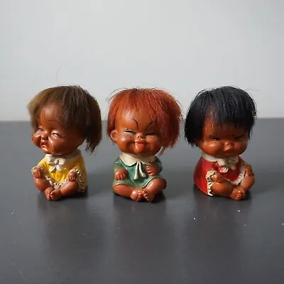 Moody Cutie Rubber Dolls Figurines Lot Of 3 Korea Vintage READ • $22