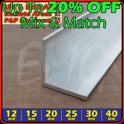 £1.99 • Buy Aluminium Angle  Equal  10mm - 40mm  (L Section Trim Alloy Bracket,edging)