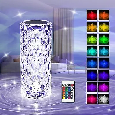 £12.89 • Buy RGB LED Crystal Table Lamp Diamond Rose Bar Night Light Touch Atmosphere Bedside