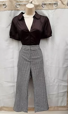 £6.99 • Buy Cropped Black Gingham Trousers,rockabilly,50s,60s,70s,80's Vintage Style,size 14