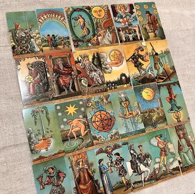 Original Size 5x3 Vintage Borderless 78 Tarot Deck Cards English Guidebook Pouch • $16.14