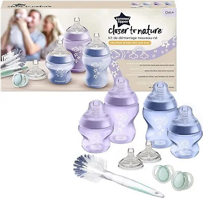 Tommee Tippee Closer To Nature Newborn Baby Bottle Starter Set –Purple • £16.99