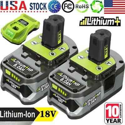 2X For RYOBI P108 18V High Capacity 8.0Ah Battery 18 Volt Lithium-Ion One+ Plus • $40.98