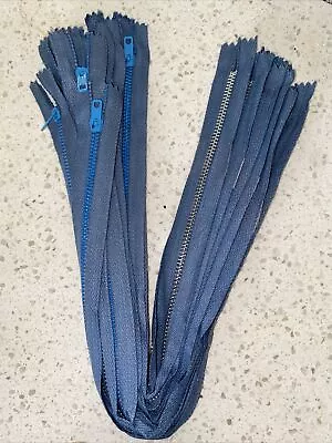 12 Lot Vintage Felder Metal Zipper 16”  Light Blue HBT Cotton Tape Military? • $5