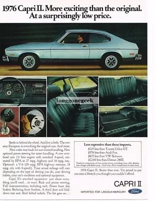 1976 Mercury Capri II Light Blue Vintage Print Ad  • $8.95