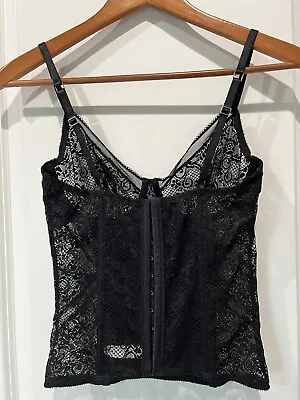 La Perla Corset In Black Lace And Matching Black Lace Thong (34/small/2) • $199