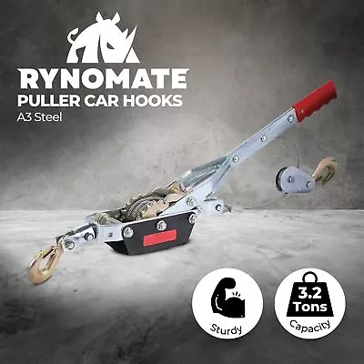 RYNOMATE 4 Ton Hand Winch Puller 2 Hooks 4x4 4WD Car Trailer Trucks Along Hoist • $56.45