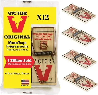 Victor M156 Disposable Wood Snap Mouse Mice Trap 12-traps 10 X 4 Cm FAST SHIP • $15.95