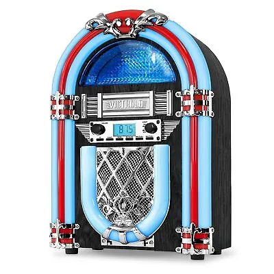 Nostalgic Wood Countertop Jukebox With Builtin Bluetooth Speaker 50's Retro Vibe • $122.50