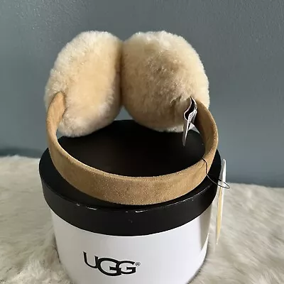 Ugg Shearling Suede Leather Tan Beige Earmuffs New In Box With Tags • £71.26