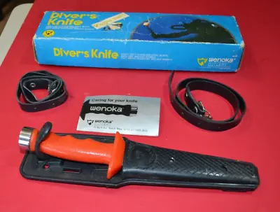 VINTAGE WENOKA DIVERS DIVE SCUBA KNIFE W SHEATH No 7871 ORANGE JAPAN With Box • $59.50