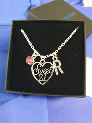 £5.99 • Buy ❤ Sweet 21st Necklace With Initial Birthstone Gifts For Her 21st Birthday 