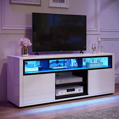 LED TV Stand Cabinet For 60 Inch High Gloss Media Console With Open Shelves • $109.99