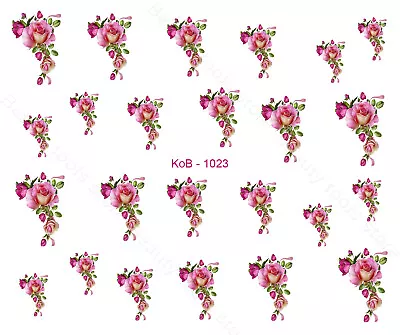 Nail Art Water Transfer Sticker Decal Stickers Pretty Pink Flowers KoB-1023 • $2.99