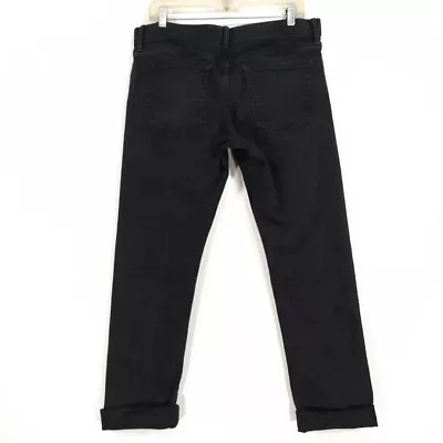 Uniqlo Men's Selvedge Stretch Denim Slim Straight Low Rise Black Jeans 34x30. • $29.99