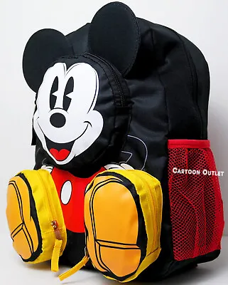 Disney Mickey Mouse Front Body Large 16  School Backpack Carry All Travel Bag 3D • $24.95