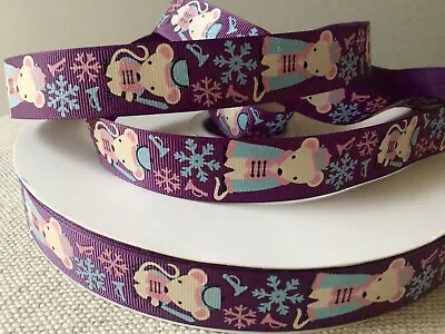 7/8” Christmas Nutcracker Mouse Grosgrain Ribbon By The Yard • $1.40