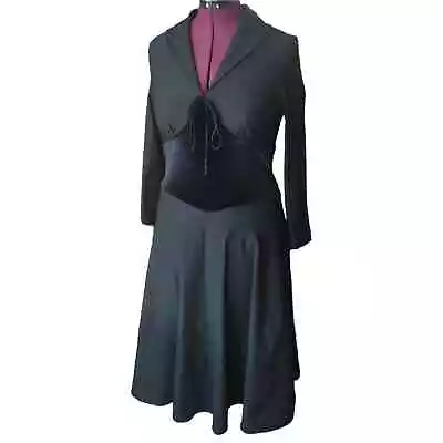 MoDa Of New York Black Velvet Corset Dress Retro Style XL Goth Clocolor Retro • $79