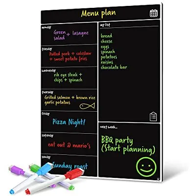 £12.98 • Buy Magnetic Black Board Fridge Calendar - Useful Menu Planner