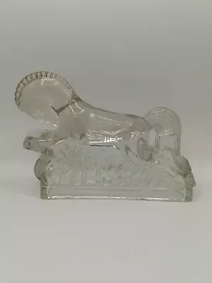 LE Smith Running Horse Bookend Clear Glass Art Deco Vintage • $29.99