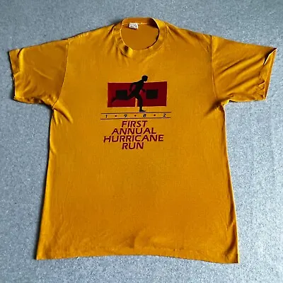 Vintage Running Shirt Adult Large Yellow Single Stitch Hurricane Run  Mens 80s • $15