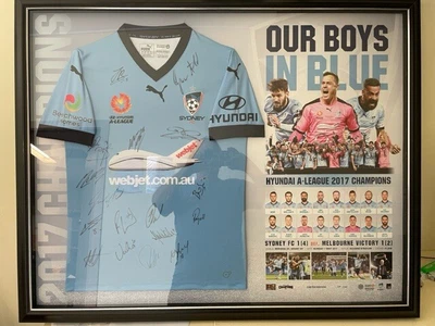 $601 • Buy Sydney FC Signed Official Jersey Framed 2017 A-League Champions