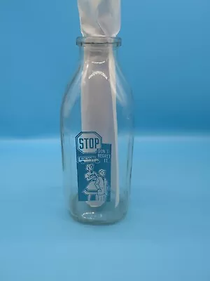 VIRGINIA DAIRY MILK BOTTLE One Quart Stop Don't Regret It School Bus • $9.99