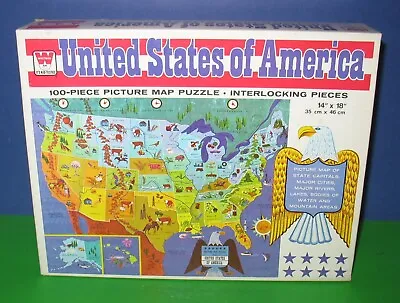 Vintage 1965 United States Of America 100 Piece Picture Map Puzzle Sealed • $22.99