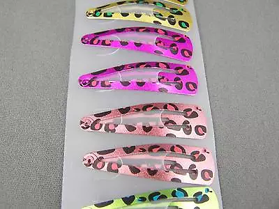 Cheetah Leopard Set Pack 12 Painted Metal Hair Clip Snap Barrettes 1 7/8  Long • $3.99