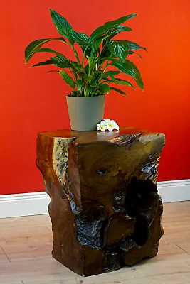£111.92 • Buy Root Wood Coffee Table Solid Wood Flower Stand Block Klotz Teak Wood