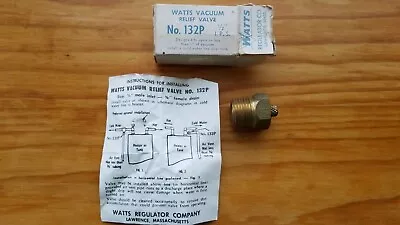 $9.99 • Buy Watts Vacuum Relief Valve No 132P 1/2 Inch I.P.S. Cold Water Line Regulator Co