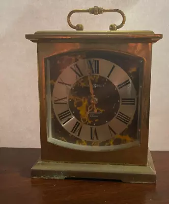 Howard Miller Brass Clock Mantle Desk Model 612737 Westminster Chimes Vintage • $30