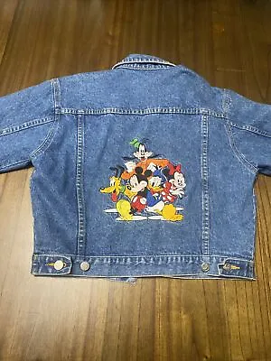 Vintage Mickey Mouse And Friends Embroidered Jean Jacket Disney Store Kids Med • $44.99
