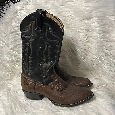 TONY LAMA Vtg Western Leather Cowboy Boots Mens Sz 10 B Two Tone Brown #6210 USA • $120