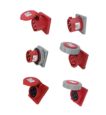 Jce 415v 4 Pin Red Industrial Panel Sockets & Appliance Inlet Plugs • £32